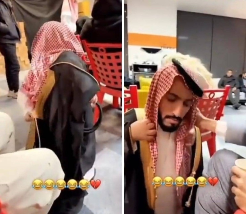 شاهد.. أصدقاء مشهور سناب السعودي الربع يسخرون منه بخلع عقاله وبشته ويثيرون غضبه