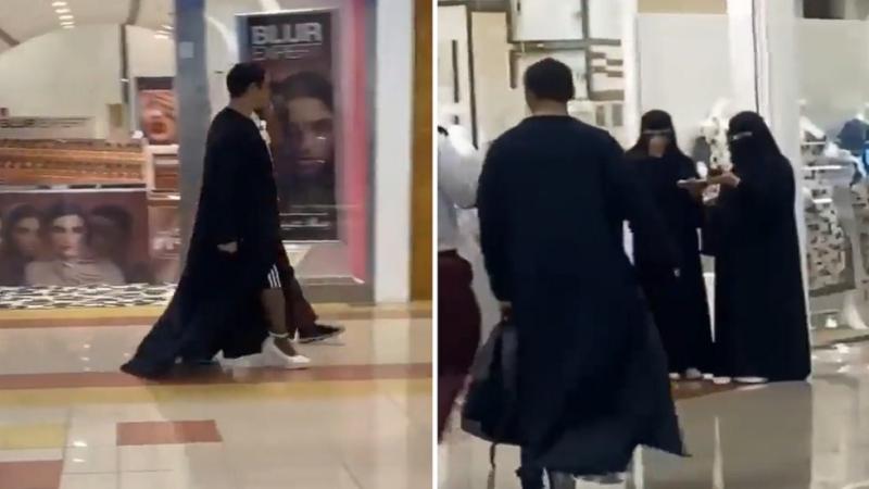 شاب يرتدي عباءة نسائية وكعب عالى داخل سوق سعودي يثير ضجة ويشعل كل مواقع التواصل